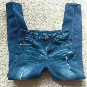 JUNBAOSS MEN'S DISTRESSED SKINNY JEANS. SIZE 30.